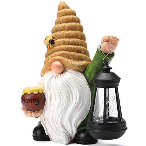 Garden Gnome Lady Sculptures Statues Resin Decor Bee Flower Umbrella Solar Led Lights Lantern Female Outdoor Gnomes Garden Figurines For Patio Yard Lawn House Farmhouse Decorations Gifts,Honey Bee … #TOP1