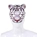 Hosfairy 1Pcs Halloween Tiger Half Face Mask Tiger Animal Mask for Easter Halloween Christmas Masquerade Party Costume Cosplay Props (White)