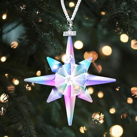 𝟐𝟎𝟐𝟑 𝐀𝐧𝐧𝐮𝐚𝐥 𝐄𝐝𝐢𝐭𝐢𝐨𝐧 Snowflake Crystal Christmas Ornaments, Fancyoung Hanging Ornaments Winter Star Crystal Pendant New Year Christmas Tree Decorations Cover