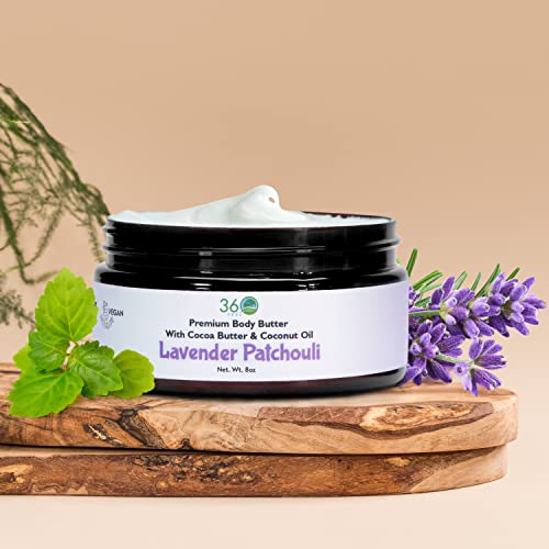 360Feel Lavender Patchouli Body Butter - Nourishing Moisturizer With Cocoa & Shea Butter - Coconut & Jojoba Oil - Plant-Based Sensitive Skin Cream With Natural Ingredients thumb #1