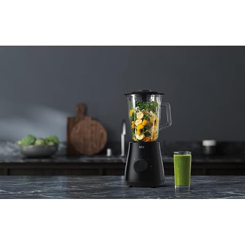 Foto von AEG TB3-1-4GG Standmixer, 500 W, 2 Geschwindigkeitsstufen, Turbo-Funktion, Präzisionsmischung, Krug 1,5 l, spülmaschinenfest, Schwarz