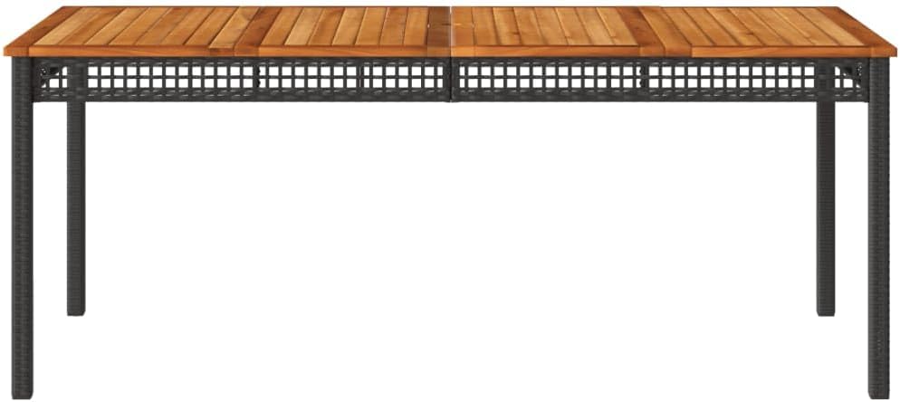 Rectangular Outdoor Coffee Table Black and Brown with Solid Acacia Wood Top and Powder-Coated Steel Frame 70.9 x 35.4 inches Patio Furniture for Garden Terrace Balcony