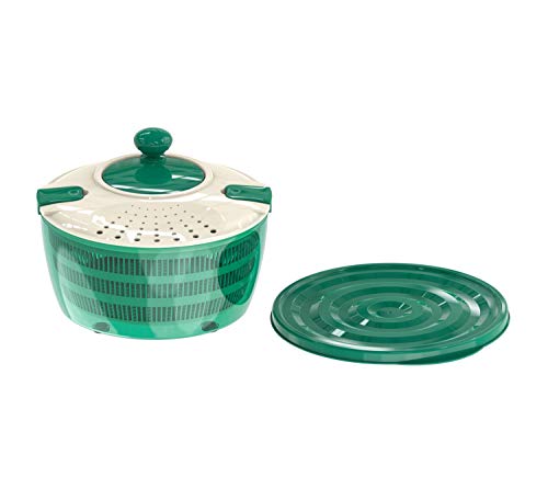 Homecare Stylish Plastic Vegetables & Salad Spinner Cleaner Dryer with Multi-Functioning Rotating Handle Attached Lid and Bowl Container - BPA Free