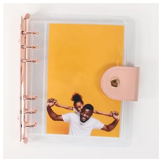 2x6 Photo Booth Photo Album - 6 Ring Glitter Notebook Sparkle Binder With 20 2 by 6 Photo Sleeves - Fits 80 Slide In Photobooth Strips (CLEAR BEIGE BUCKLE, 4X6)