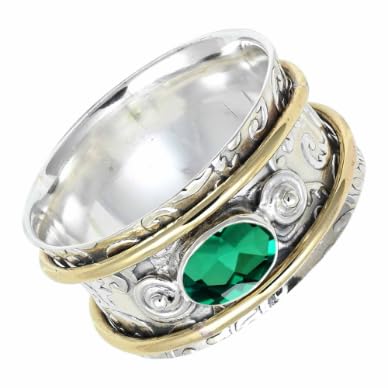 meditación gemas esterlina maciza joyería hecha a mano Anillo de meditación chapado en plata hombres y mujeres CRG1212AA