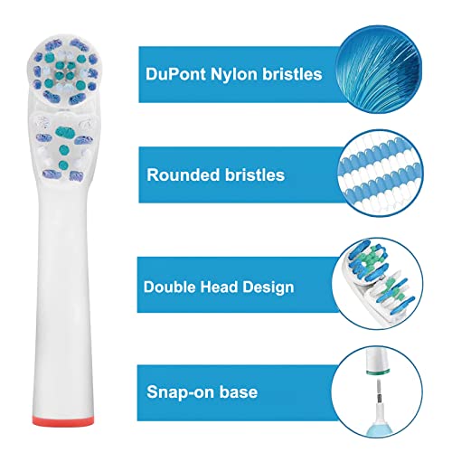 Dual Clean Replacement Brush Heads Compatible With Oral B Electric Toothbrushes, Fits 100 500 1000 2000 3000 5000 6000 7000 And More Models, 8 Pack #TOP3