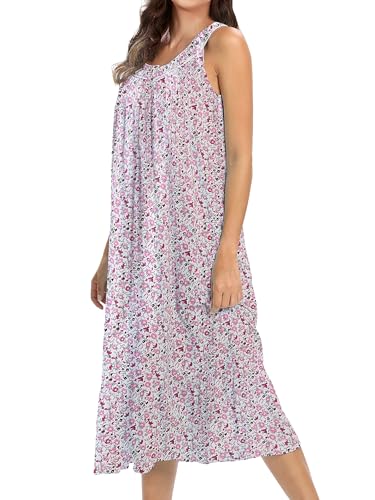 Image of 100% Cotton Nightgowns for Women Soft Ladies Gowns Sleepwear Long Sleeveless Nightgown