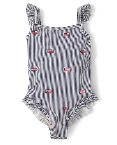 Gymboree,Girls,and Toddler One Piece Swimsuit,Sky Blue Ruffles,10