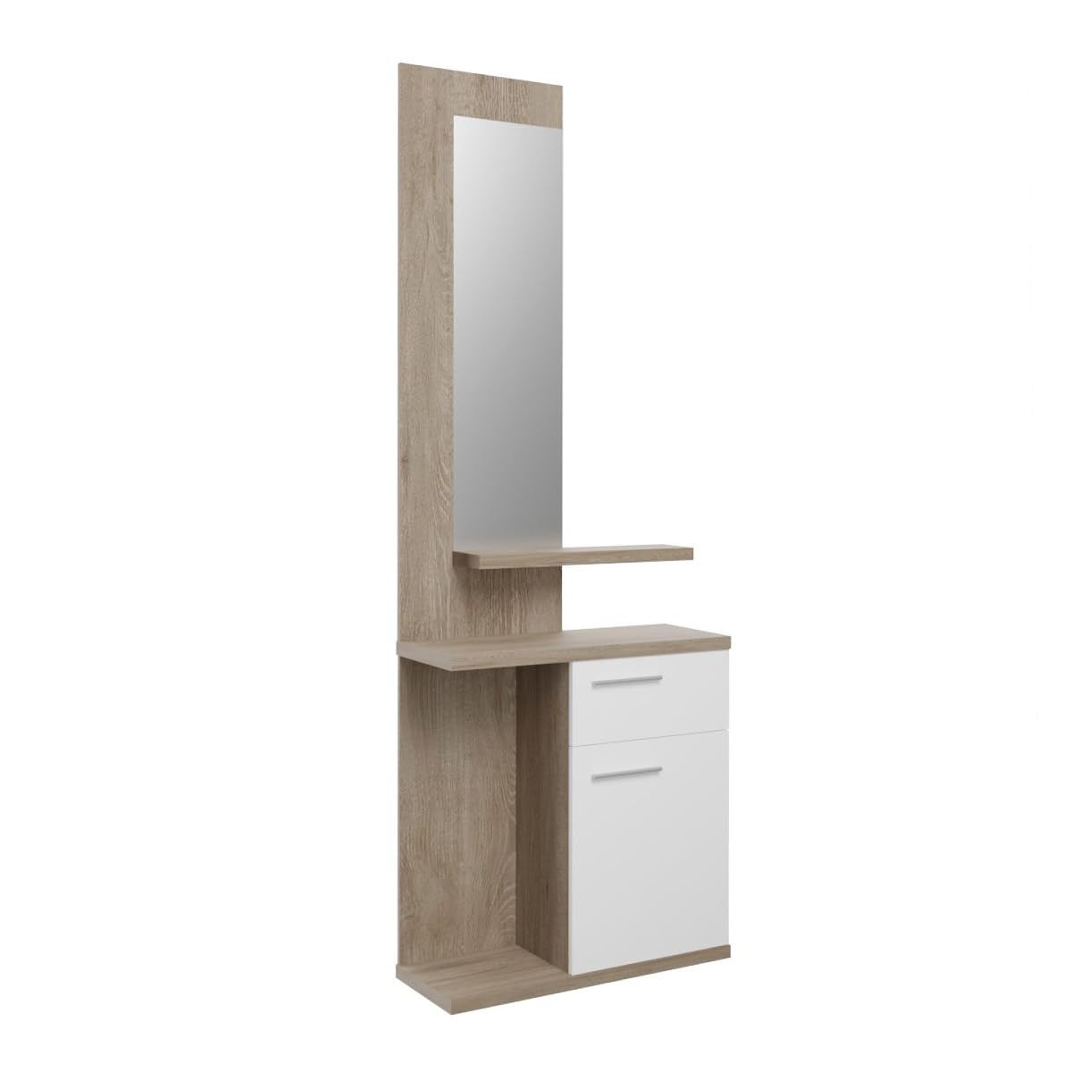 amuéblate Online - Mueble Recibidor Vertical, Modelo Iria, Práctico y Funcional, Color Blanco, Medidas: 60,5 cm Largo x 28 cm Fondo x 186,5 cm Alto