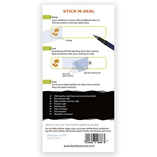 Baby Bottle Labels For Daycare,School, Waterproof Write-On, Self-Laminating Name Labels, Tags, Sticker Multiple Colors(Animal Friends) #TOP4