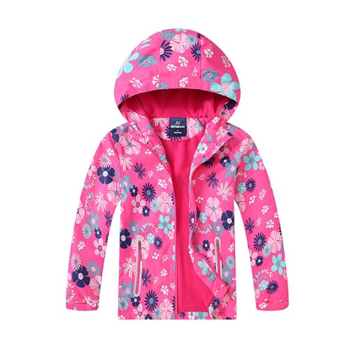 Blouson a capuche pour fille en softshell imperméable, veste de sport de 3 à 16 ans