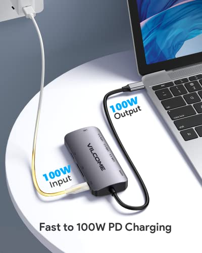 Usb C Hub Multiport Adapter, Vilcome 8 In 1 Usb C Hub With Gigabit Ethernet, 4K Hdmi, 100W Pd Charging, Usb 3.0 5Gbps Data Ports, Sd/Tf Card Reader, For Macbook Pro/Air Hp Dell Laptops #TOP2