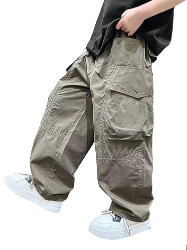 Boys Baggy Cargo Pants Elastic Waist Kids Pants 6-12 Years