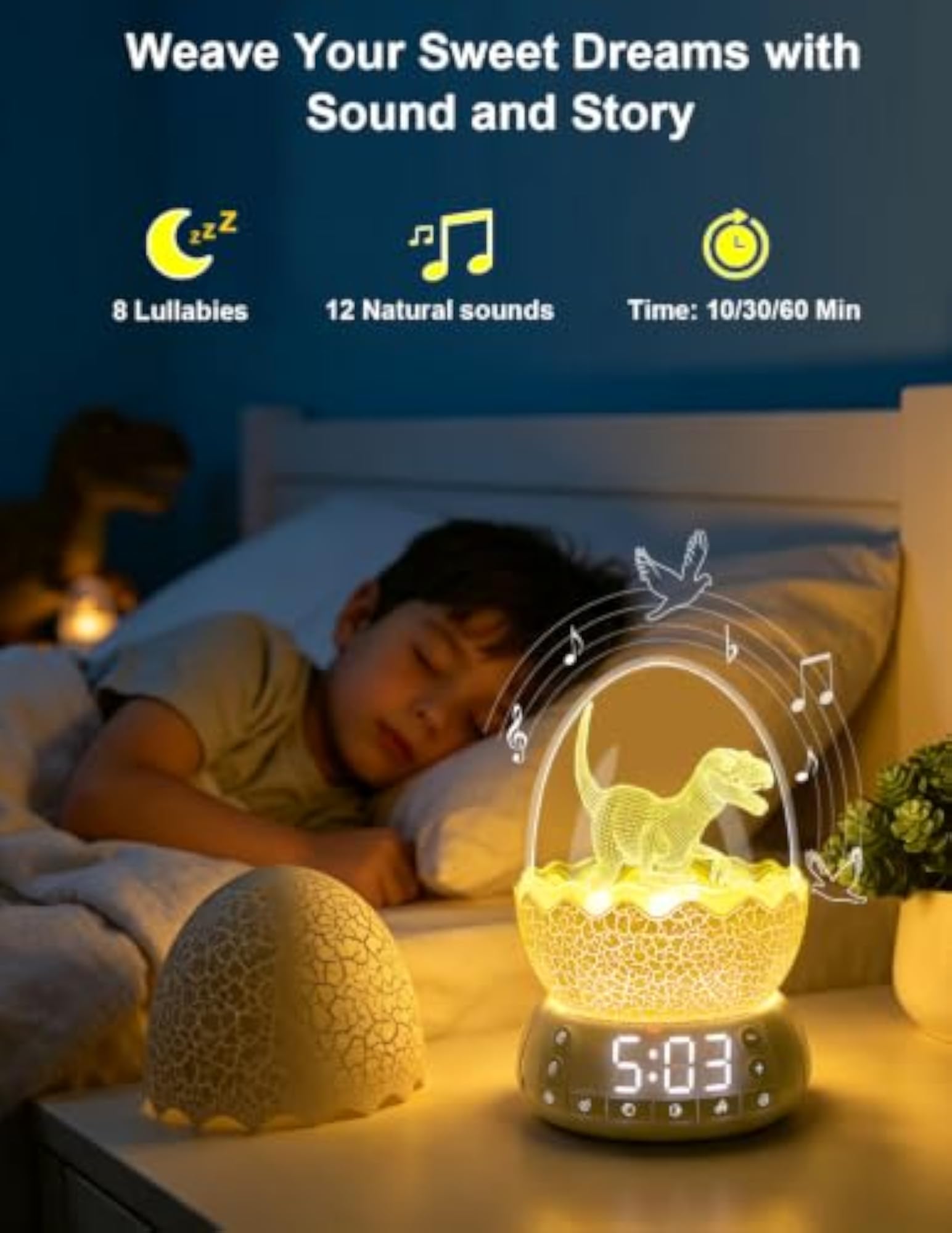 Dinosaur Egg Alarm Clock for Kids