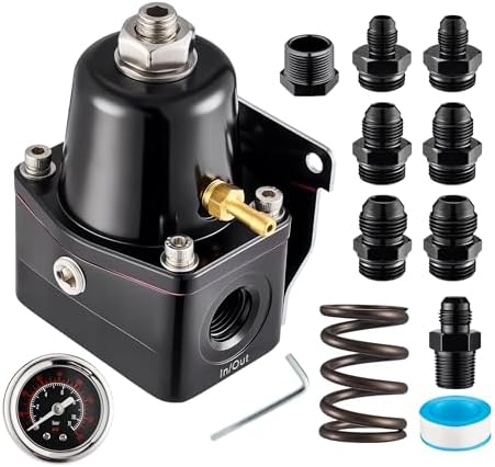 EVIL ENERGY Fuel Pressure Regulator 6AN EFI Bypass Return Adjustable (20-75PSI, 75-120PSI), Black