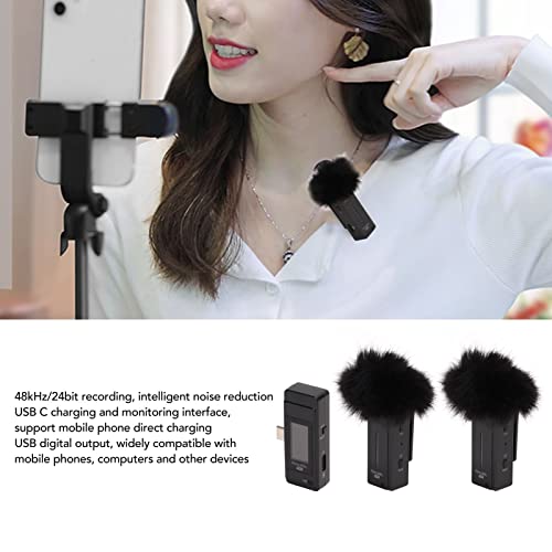 Tgoon Microfone de lapela, microfone de encaixe, 6 horas de vida útil da bateria, tela IPS 48 kHz co