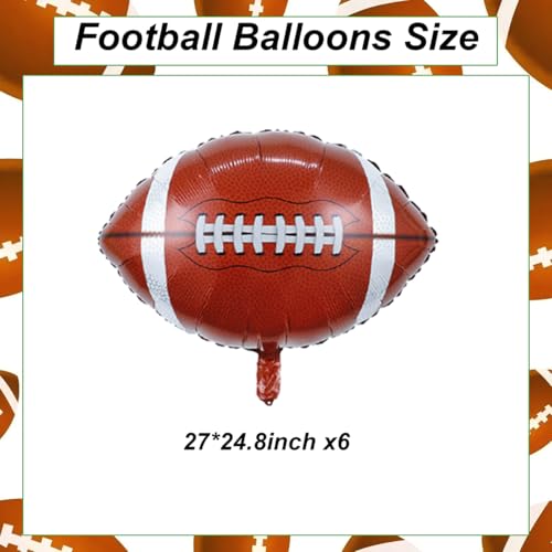 6Pcs Football Balloons Large Football Foil Balloon Sports Balloons for Footballs Birthday Party Supplies
