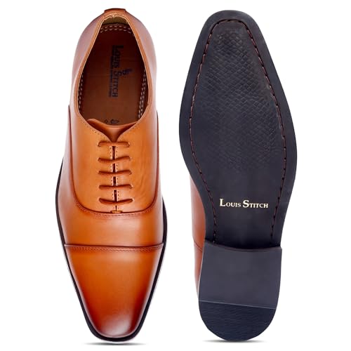 Image of LOUIS STITCH Men's Italian Leather Oxford Formal Shoes Handmade Lace Up Shoes for Men Officewear (LSEUOX)