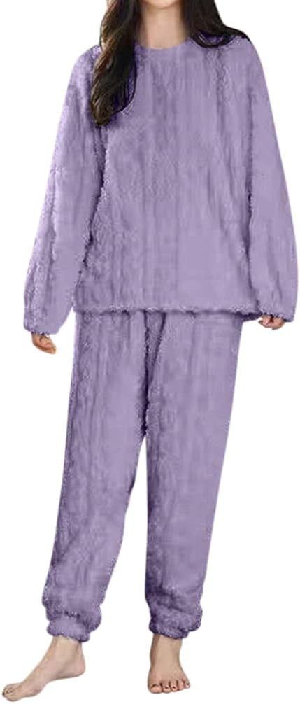 Pyjama Femme 2 Pièces Manches Longues - Haut Boutonné Et Pantalon - Coton Doux - Automne/Hiver