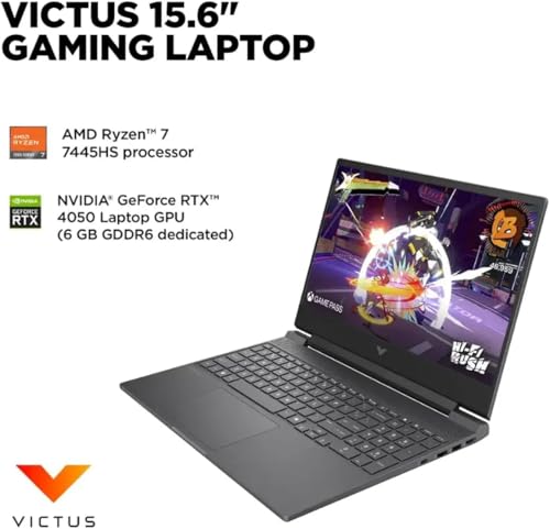 Image of HP Victus Gaming Laptop, 15.6-inch FHD IPS 144Hz, AMD Ryzen 5-8645HS, NVIDIA GeForce RTX 4050, Wi-Fi 6, Backlit KB, Win11 Home, w /Mouse Pad (8GB RAM |512GB PCIe SSD)