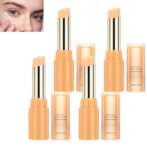 Vitamina C Eye Balm Stick para mujeres, 2025 New Revive Glow Eye Cream, Brightening Puffiness Treatment, Reducers Dark Circles, Hydrating Portable Eyes Care Balm, Non-Sticky Hidrating Stick (4