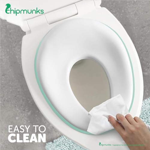Image of Chipmunks Baby Portable Baby Potty Training Toilet Seat Cover with Non-Slip Base, Splash Guard, and Storage Hook-Ideal for 1-5 Year Child, Fits Round & Oval Western Toilets, Toddler Travel-Friendly