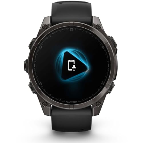 Image of Garmin Fenix 8 47mm AMOLED Sapphire Multisport GPS Smartwatch, Carbon Gray Titanium with Black Silicone Band, 010-02904-20 - Bundle w /Deco Essentials Charging Dock, Dust Cover and USB-C Cable