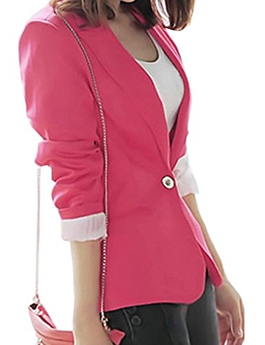 Bestgift Blazer feminino para trabalho e atividades ao ar livre, coloridas, rosa, L