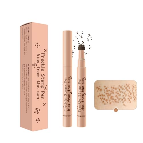 #VerdientProvisionen<br>Sommersprossen Stift Fake Freckles Pen mit 3D Freckle Stamp Wasserfest Langlebig Leichte Anwendung für Natürliche Sommersprossen Make up Effekt (Dunkelbraun #04)
