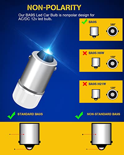 Duofu365 Ba9S Led Car Bulb, Interior Car Lights Bulbs No-Polarity,Dc/Ac 12V,Ba9 53 57 T4W 64111 1895 Led Bulb For Car Dome Map License Plate Glove Box Light (Pack Of 10) #TOP4