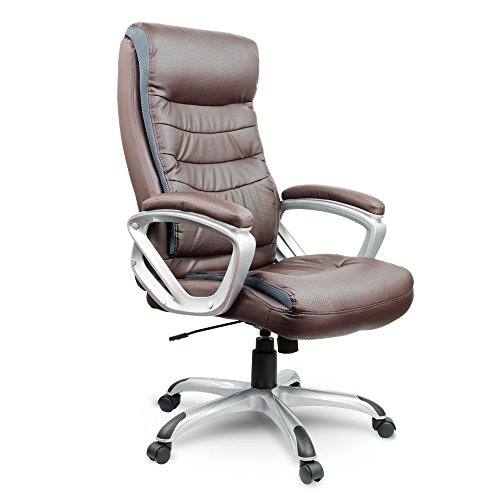 Fauteuil de bureau pivotant cuir synthétique marron EAGO anti mal de dos - 6