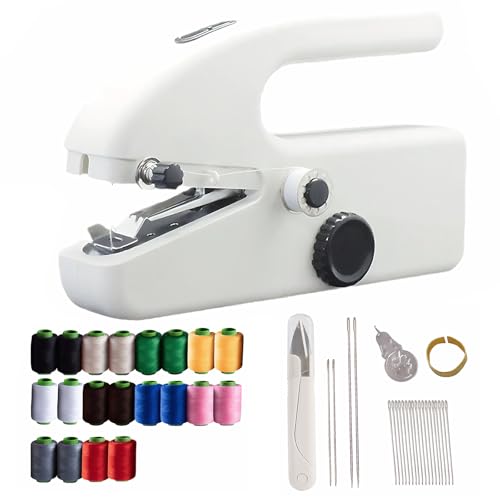 Handheld Sewing Machine for Beginners, Mini Hand Held Sewing Machine Uk Kit, Easy to Use, Fast Stitch for Fabrics & Clothes, Travel & DIY, Compact & Lightweight