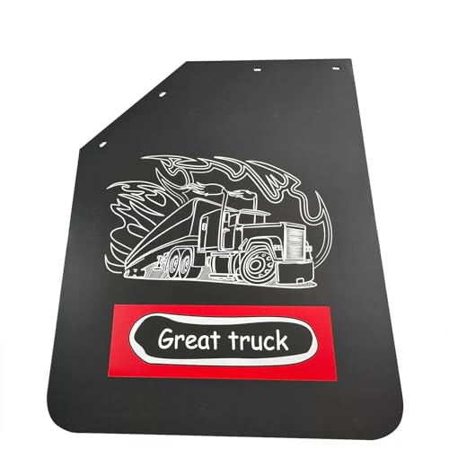 Image of 2PCS Angled 24 inch x 30 inch Mud Flaps Splash Guard with Great Truck Pattern Replacement for Semi Truck Trailer Heavy Duty 1 /5 inch Thick Polymer + PE