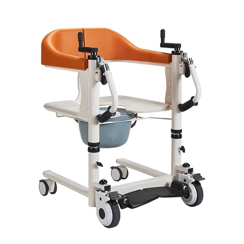 Transfer Lift Chair For Adults & Elderly, Homecare Mobility Aid With Potty, Bathroom Nursing Homes Shower Wheelchair With 180° Split Seat, Commode Toilet Chair For Disabled Pregnant Fracture Patients