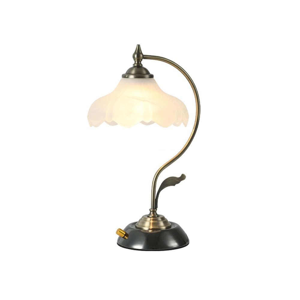 LJHFG63KUYT Bedside Lamps Flower Glass Table Lamp Bedroom Nightstand LED Bulb Vintage Elegant Traditional Nightstand Dorm