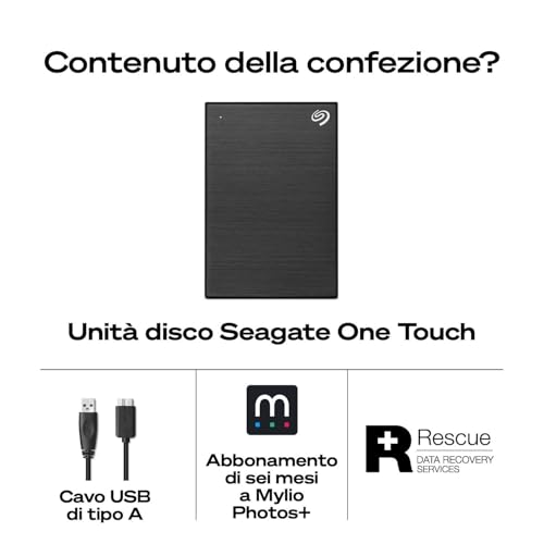 One Touch 1TB, Hard disk esterno portatile, USB 3.0, 6 Mesi e Mylio Photos & Dropbox, Data Rescue Service (STKY1000404) - Hdd - Immagine 3