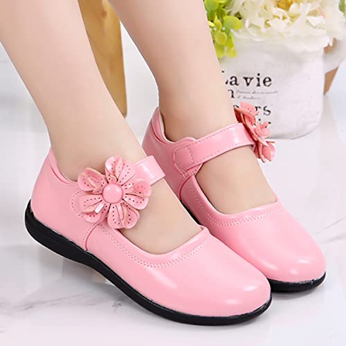 JOEupin Girls Dress Shoes Flower Girl Mary Jane Flats Hook and Loop Slip on Party School Wedding Girls Flat Shoes4