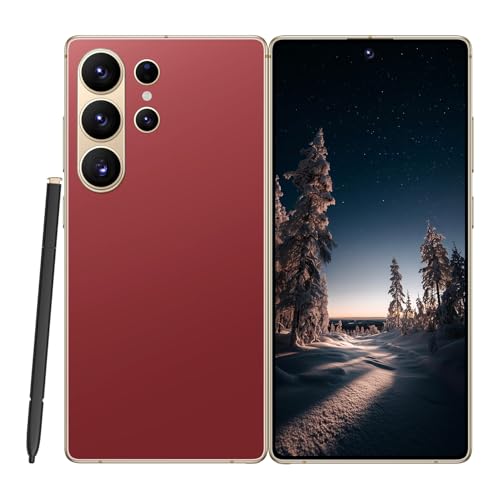 UCYVP I26 Ultra Unlocked Cell Phone, 6.99” Infinity Edge Display, Android 15, 16GB RAM/1TB ROM, 7000mAh Long-Life Battery, Dual SIM 5G, Smart Stylus Pen, Face Unlock (Burgundy)