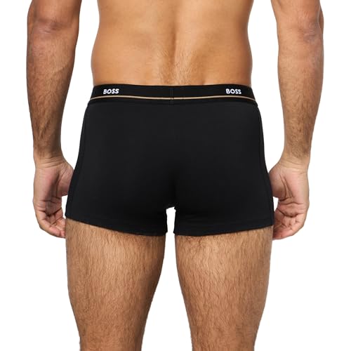 BOSS, 5 Pack Bold Logo Cotton Stretch Trunks, Forever Blue/Ballad Blue/Black/Navy/Black, S 3