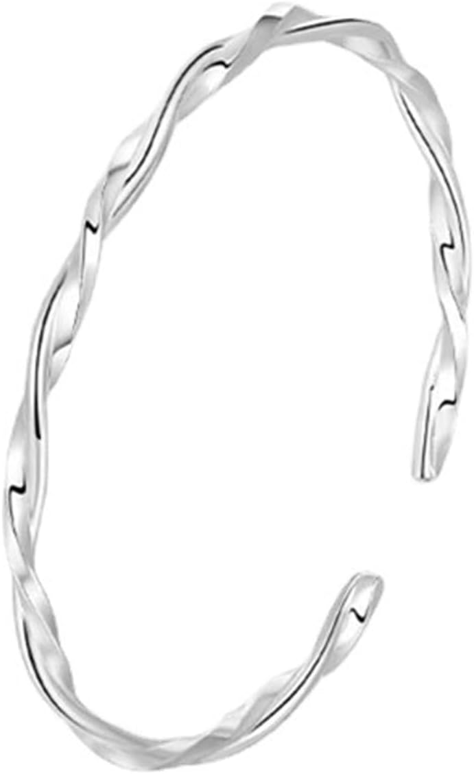 925 Sterling Silver Bracelets Open Adjustable Bangle Bracelet Teardrop Water Drop Cuff Bangles for Women