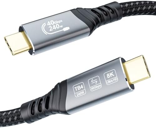 EUDOBEL USB 4 Thunderbolt 4 Kabel 2m, USB C Videokabel 8K@60Hz 4K@144Hz, 240W 5A PD3.1, 40Gbps USB C Datenkabel für SSD, Thunderbolt 5, Thunderbolt 3, eGPU, MacBook, Switch, Mac mi