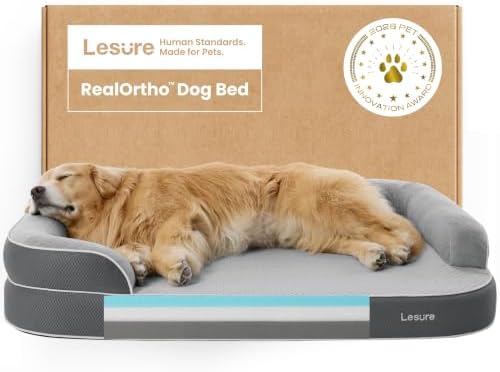 LE SURE RealOrtho™ Memory-Schaum Hundebett groß - orthopädisches Hundesofa | Premium 3-Schicht Stützschaum Hundekorb, Senioren-Gelenkschutz, wasserdichter & waschbarer Bezug für Ti