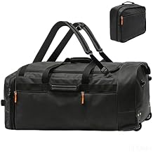 Rolling Duffle Bag for Travel with 3 Wheels, 28" 110L-120L Large Waterproof Wheeled Duffel, Expandable Fold-Up Travel Duffel Bag, No-Sag Design Lightweight Soft Bag for Men Women, Black