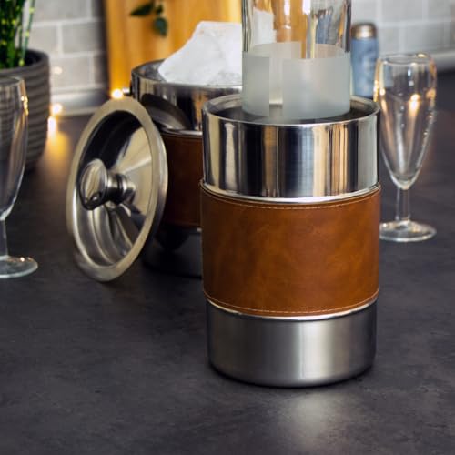 COM-FOUR® Sektkühler mit Kunstleder-Band, Kühlkübel für Sekt – Ansicht 2