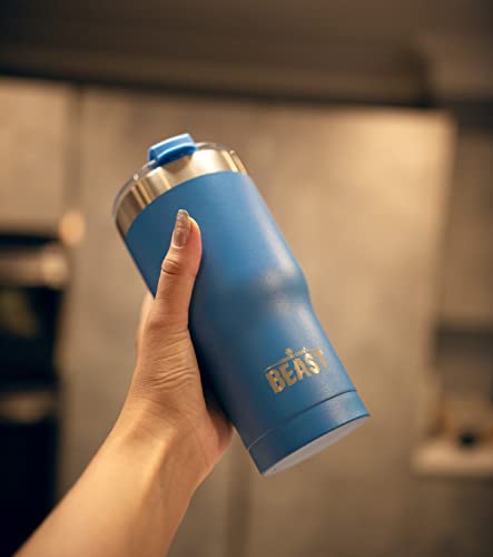 Image of Greens Steel Beast Tumbler Stainless Steel Vacuum Insulated Coffee Ice Cup Double Wall Travel Flask (Stormy Sky Blue, 30 oz)