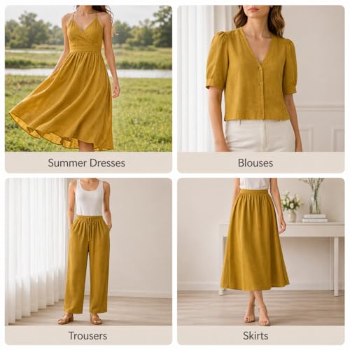 Image of Soimoi Yellow Solid 60 * 60's Cotton Cambric Fabric by 5 Yards, 56 Inch Wide Light Weight Material Suitable for Kurtis, Blouses, Kids Clothing, Tunics, Dresses and Summer Apparel