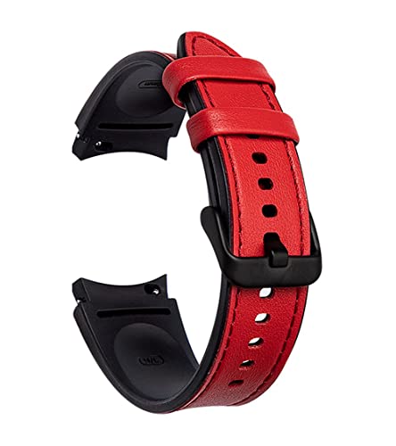 XIHAMA Galaxy Watch 5/4 Band 40mm 44mm - Soft Leather Hybrid Silicone Watch Band Compatible for Samsung Galaxy Watch 5 Pro 45mm/Galaxy Watch 4 Classic 42mm 46mm Replacement Wrist Strap (Red)