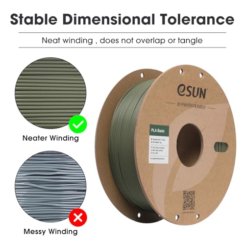 Image of eSUN PLA Basic Filament 1.75mm, 3D Printer Filament High Speed PLA for Fast Printing, 1KG Spool (2.2 LBS) 3D Printing Filament for High Speed 3D Printers, Olive Green