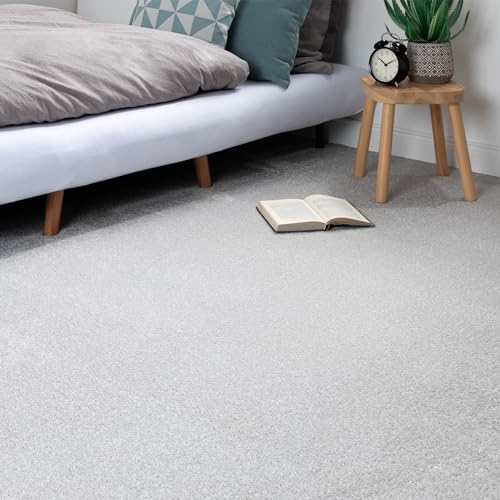 Steffensmeier Moqueta Cerdeña por metros, para habitación infantil, salón, dormitorio, plata, tamaño: 200 x 100 cm