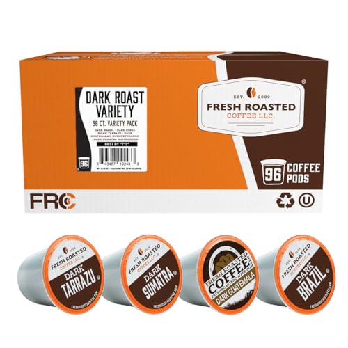 Fresh Roasted Coffee, Dark Roast Variety Pack, K-Cup Compatible, 96 Pods